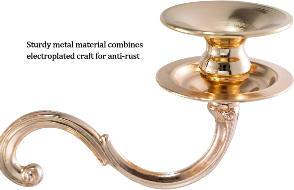 Vincigant 5 Arm Gold Metal Candelabra Candle Holder For Table Centerpieces