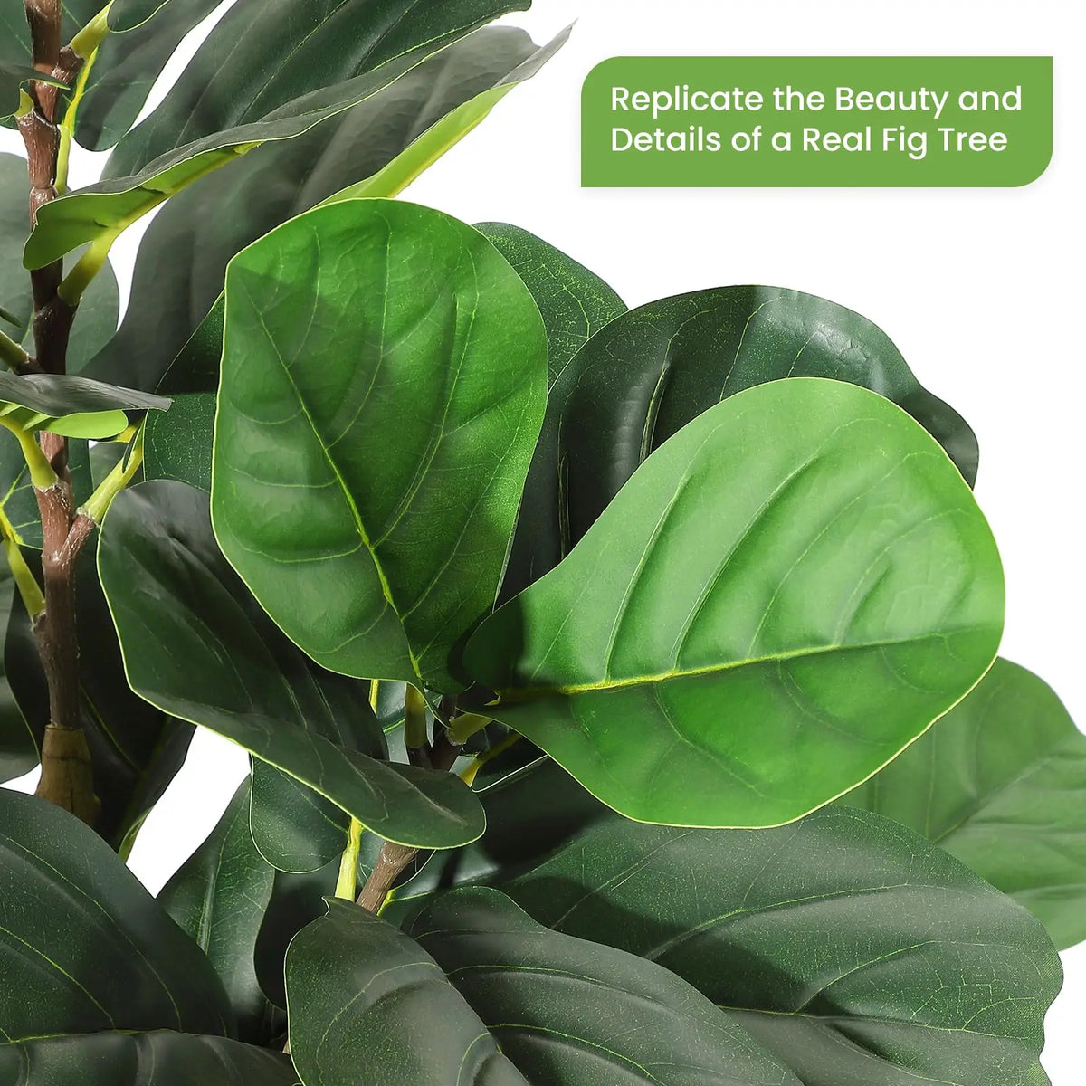 Artificial Fiddle Leaf Fig Tree White Planter Natural Wood Trunk Potted Moss