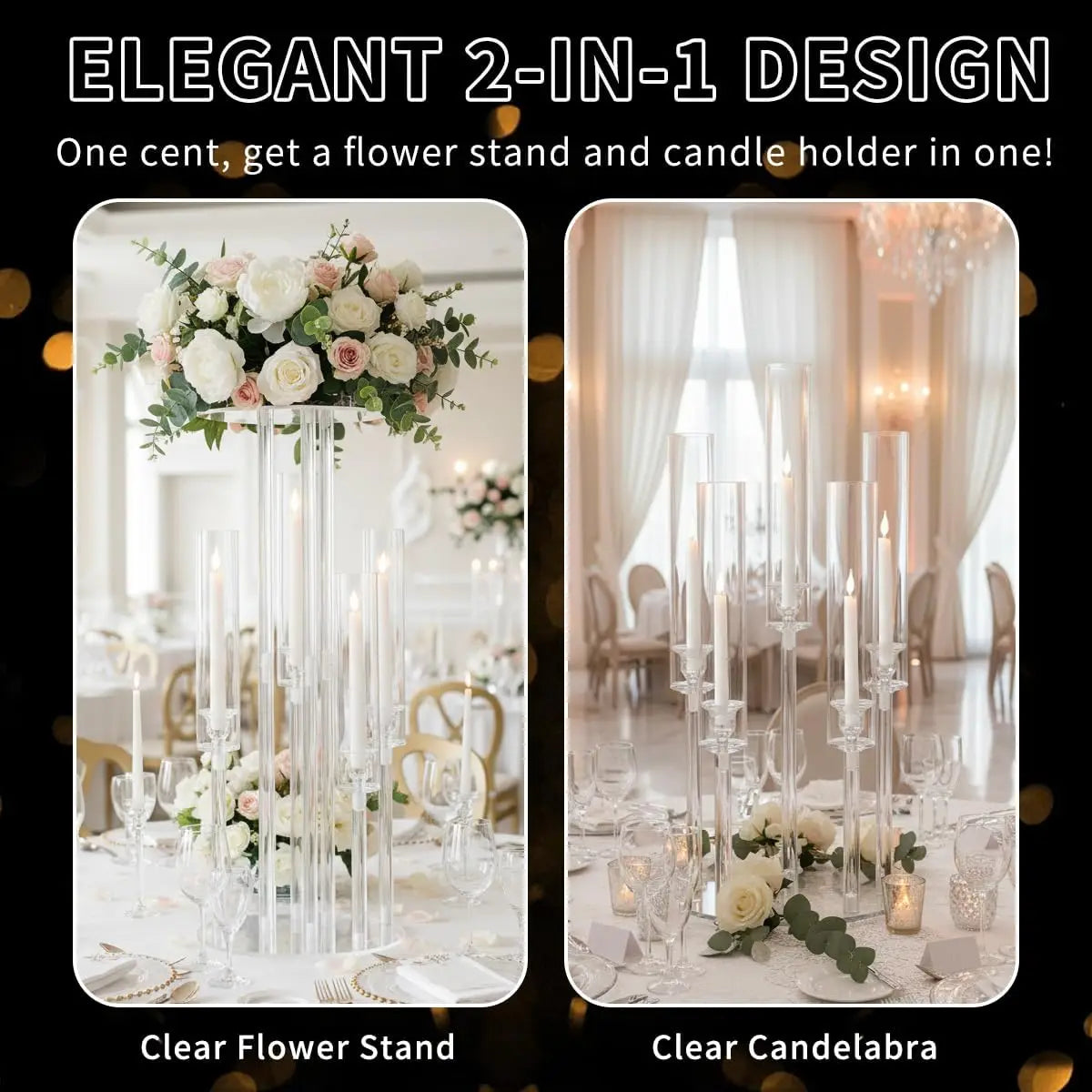 Five Arm Acrylic Candelabra Centerpiece For Wedding Receptions