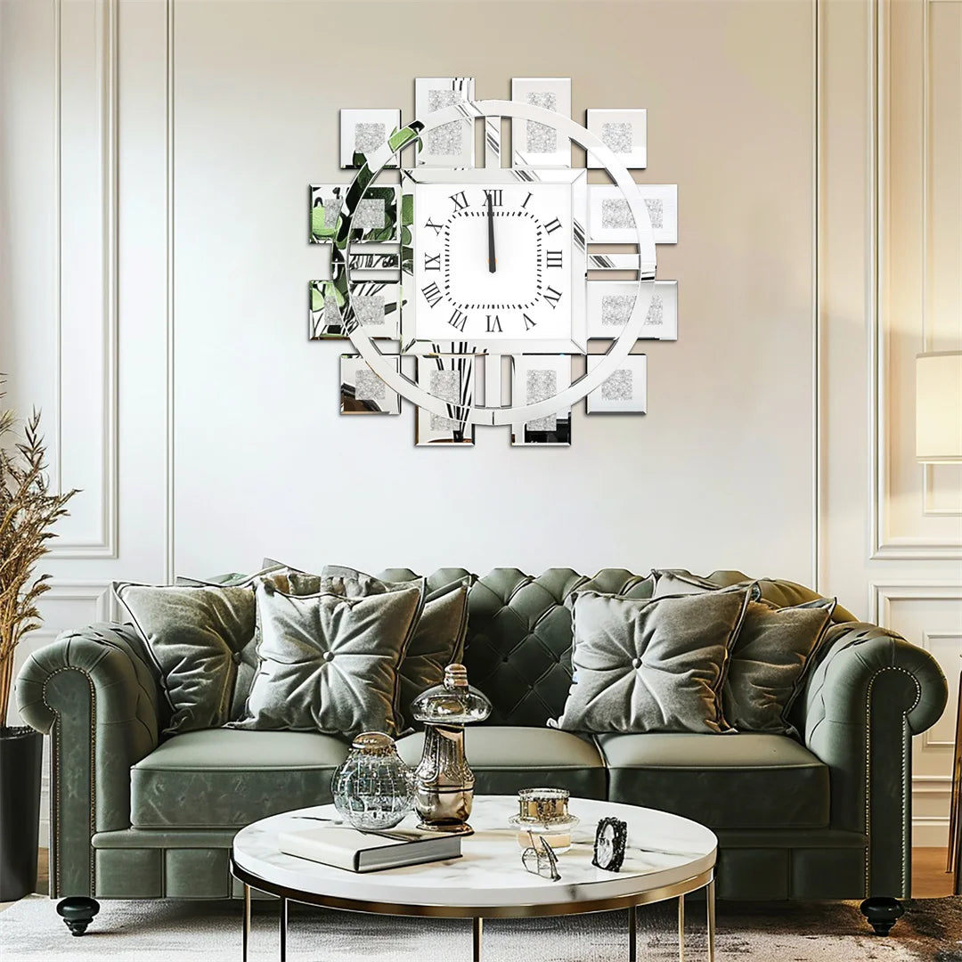 Decorative 60CM Resin Crystal Wall Clock Battery Operated