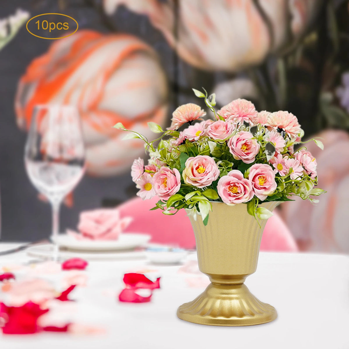 10 Pcs Gold Froral Vases Centerpieces Table Decor