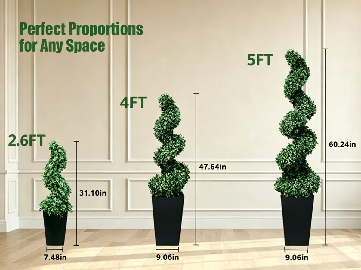 Olitree Artificial Boxwood Spiral Topiary Trees With Planter