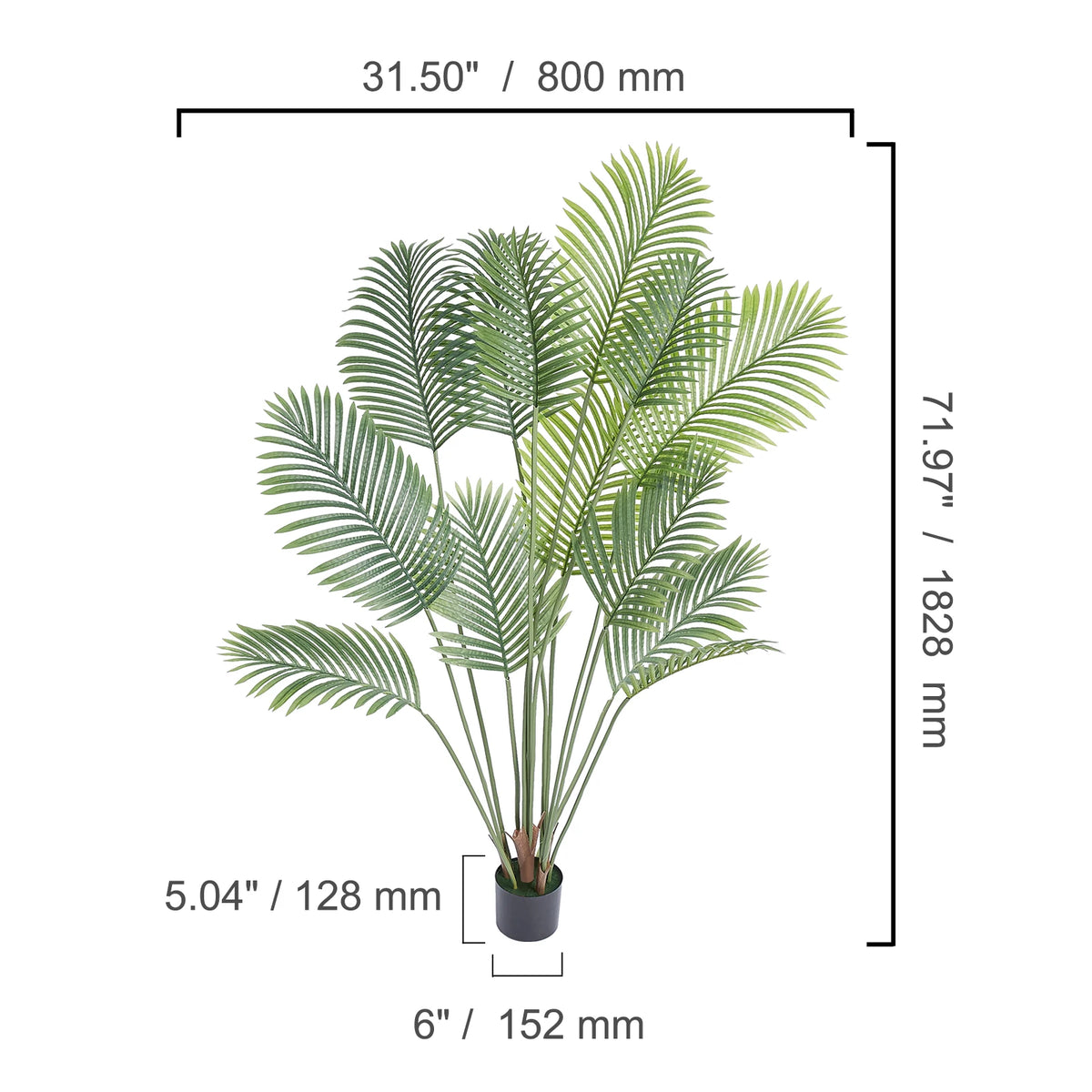 Succebuy Faux Palm Tree Secure Pe Material Anti-Tip Tilt Protection