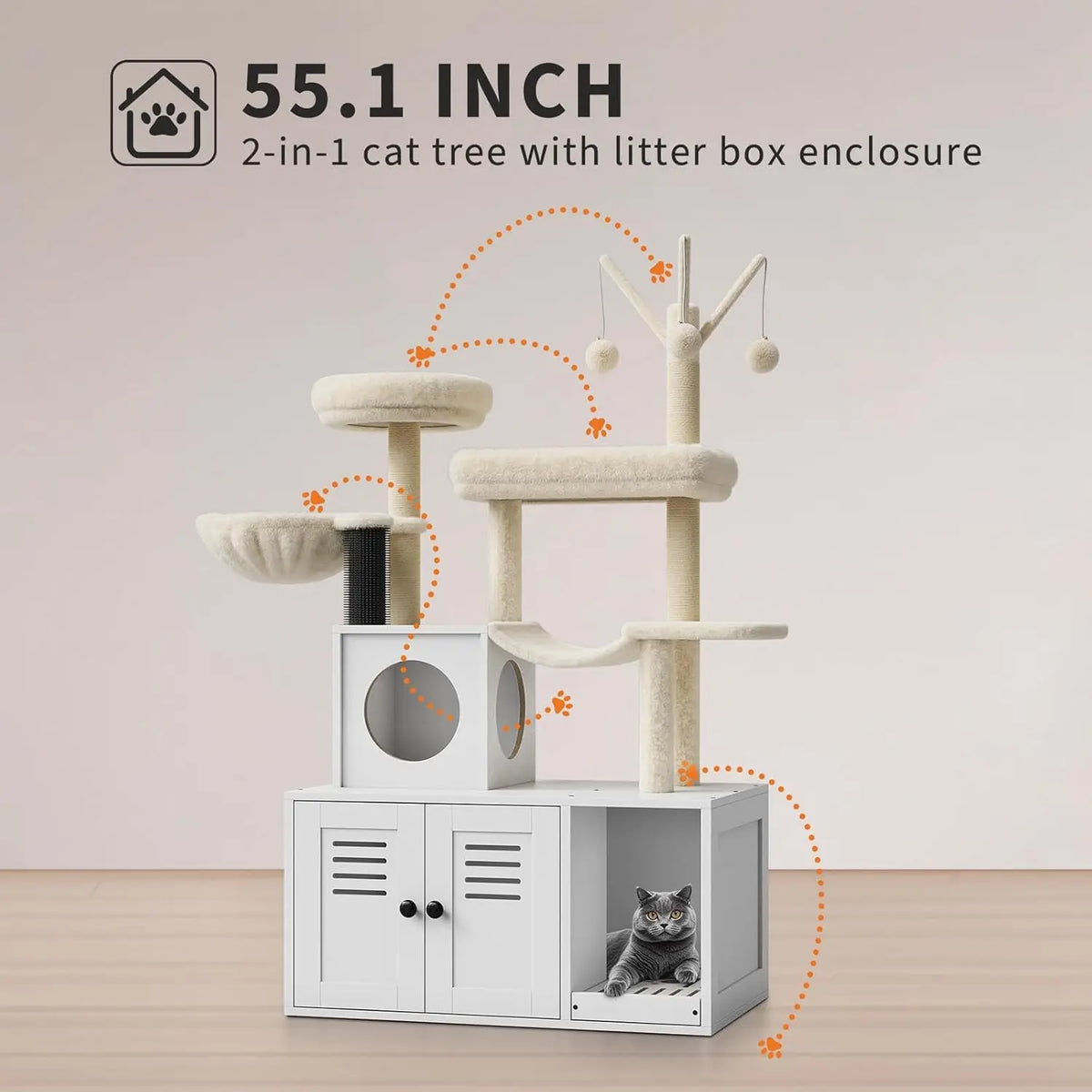Twister CK Wooden Cat Tower Concealed Litter Box Unit