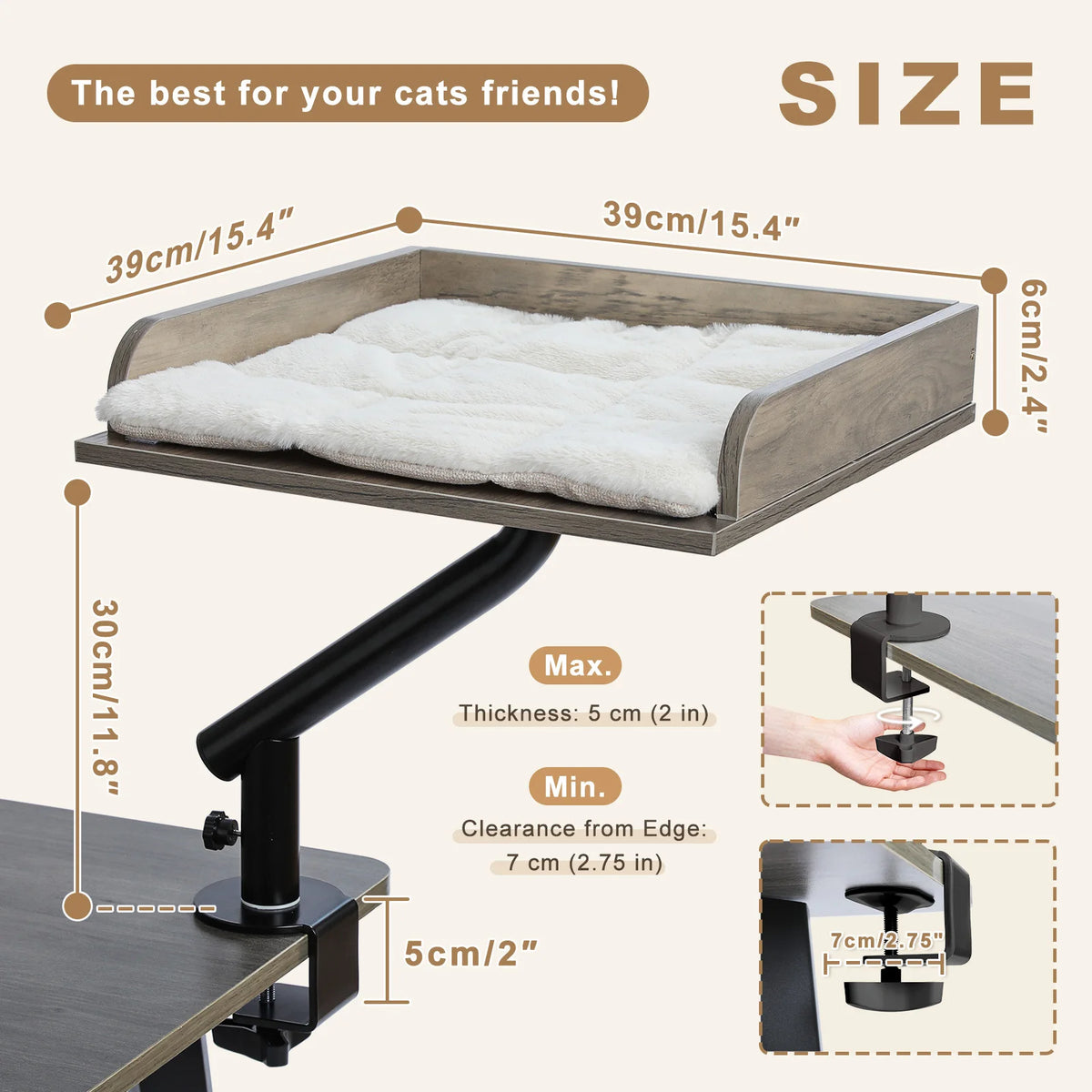 Pawz Road Adjustable 360 Rotatable Desk Cat Bed