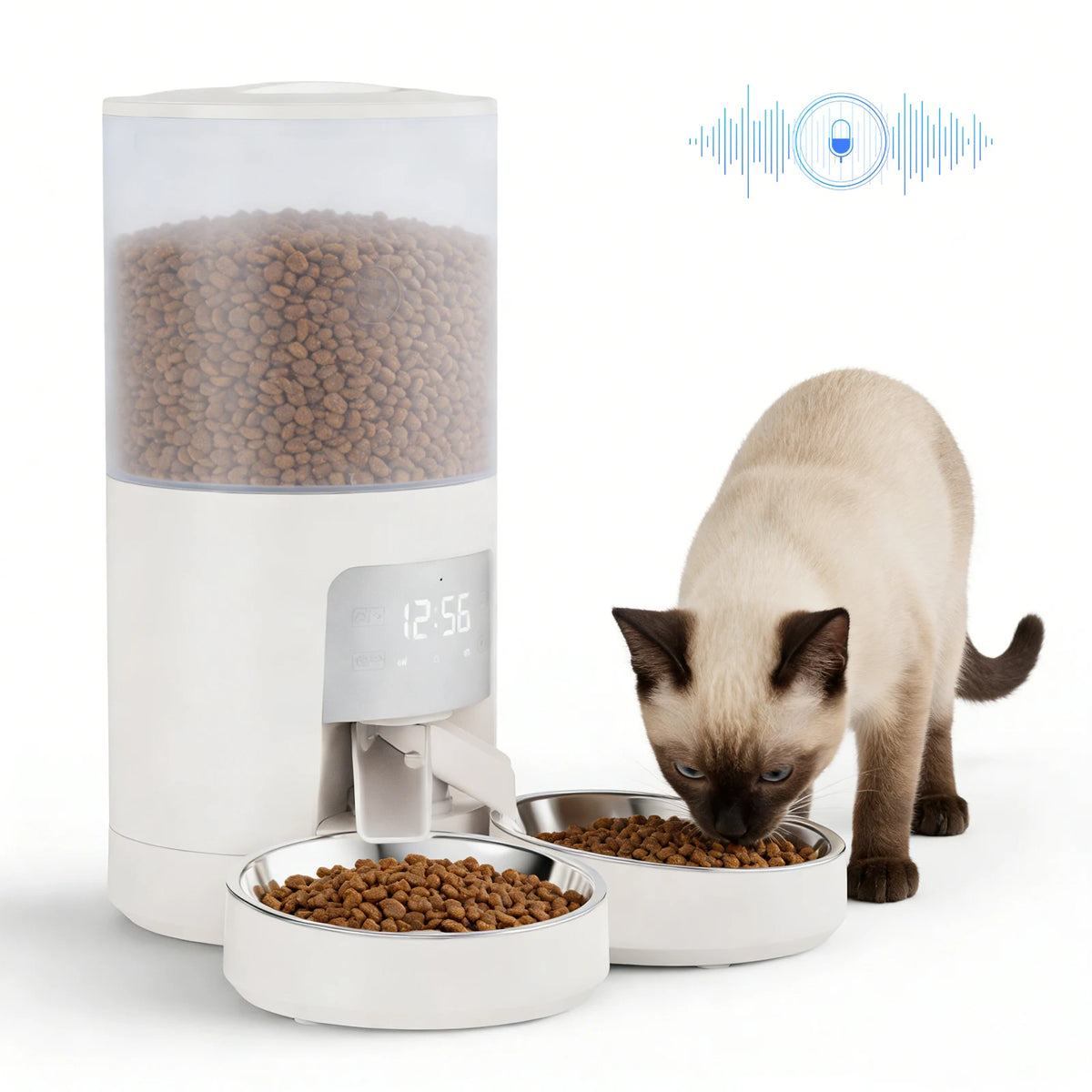 Jhk 6L Automatic Cat Feeder With Dual Stainless Bowls