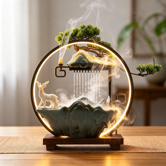 Bymaocar Ceramic Bonsai Desk Fountain With Led Light